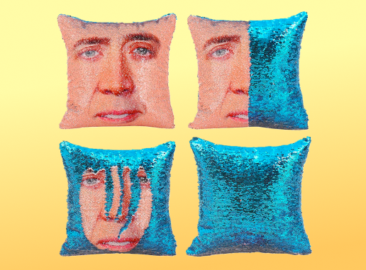 Nic Cage Sequin Pillow
