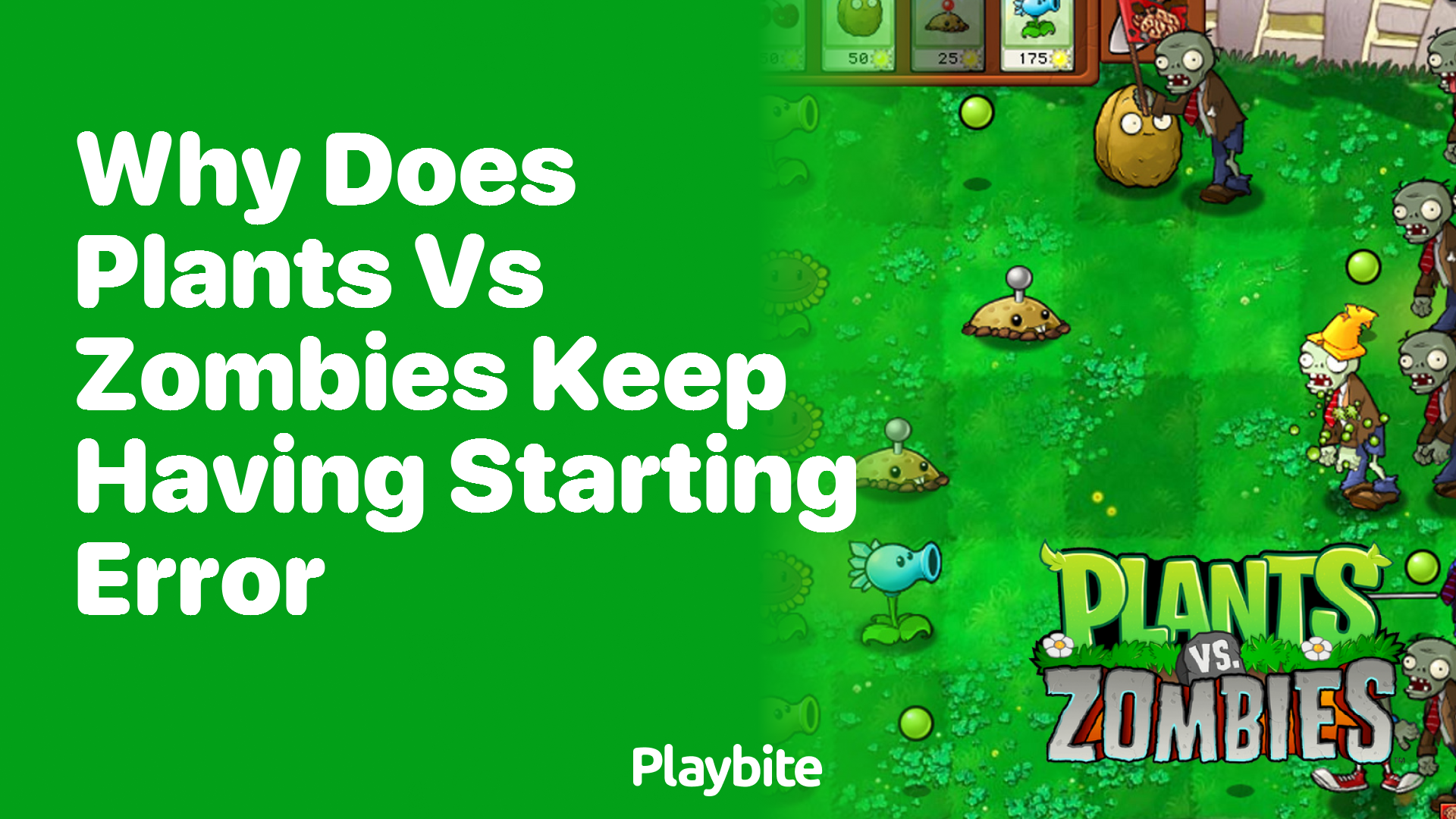 Why does Plants vs Zombies keep having starting errors? - Playbite